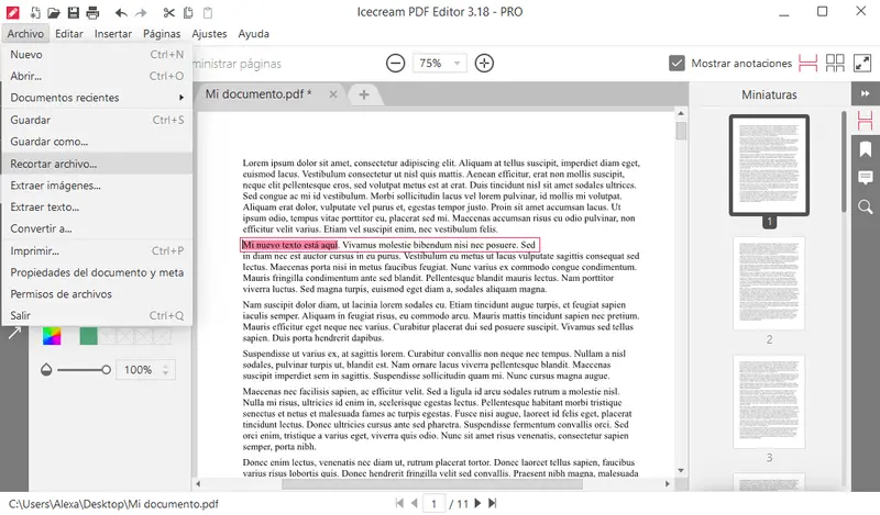 Guardar el nuevo PDF modificado Guardar el nuevo PDF modificado